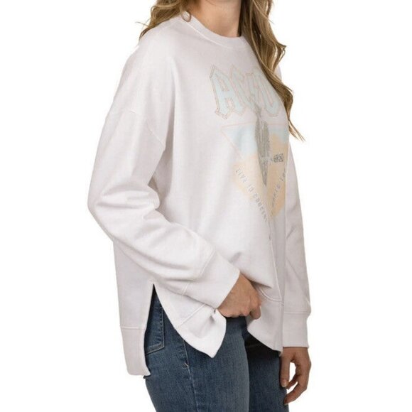 ACDC Graphic Print Rock Band Fleece Sweatshirt White XXL Women Pullover NEW - Picture 2 of 5